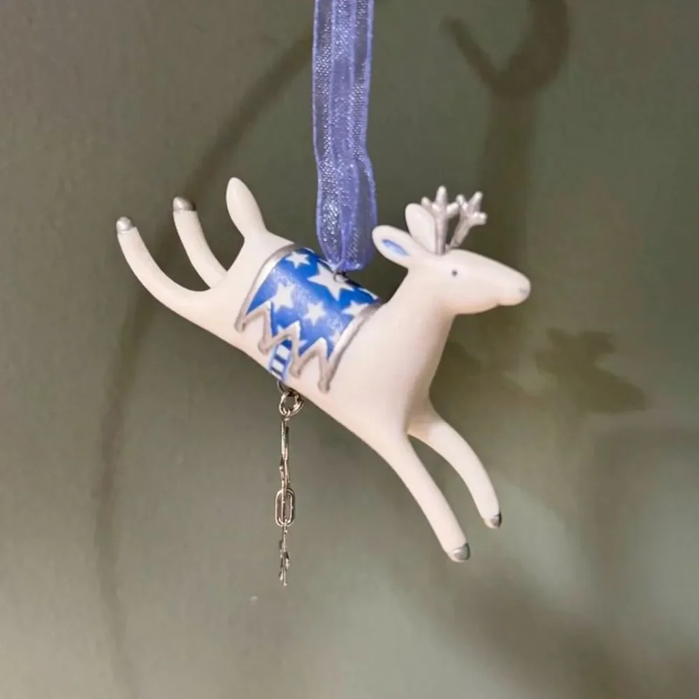 2001 Hallmark Graceful Reindeer Christmas Keepsake Ornaments | Porcelain Winter